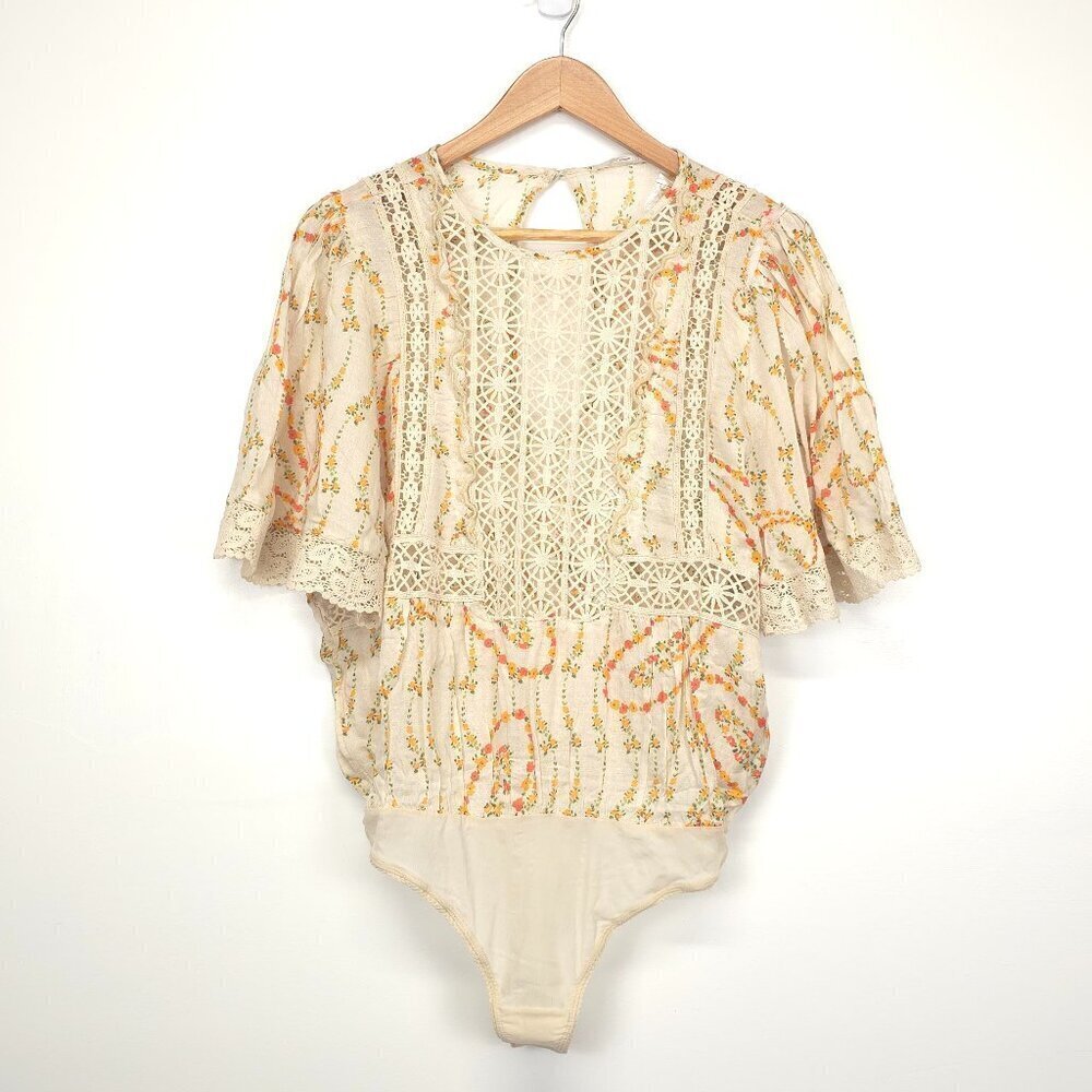 Intimately Free People Bali Tate Mixed Media Bodysuit in Cream Medium - Picture 10 of 14